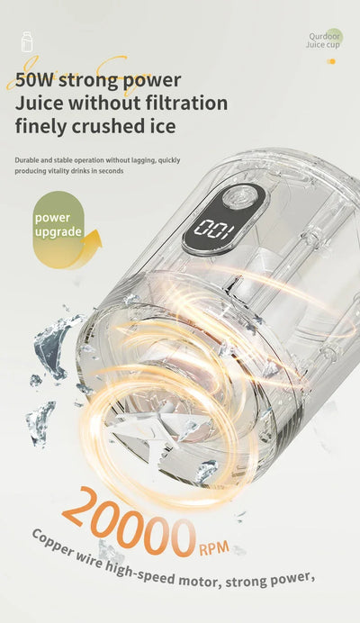 Portable Blender 600ML Electric USB Rechargeable Juicer for Smoothies Fruits Personal Mini Juicer for Travel Outdoor Fitness