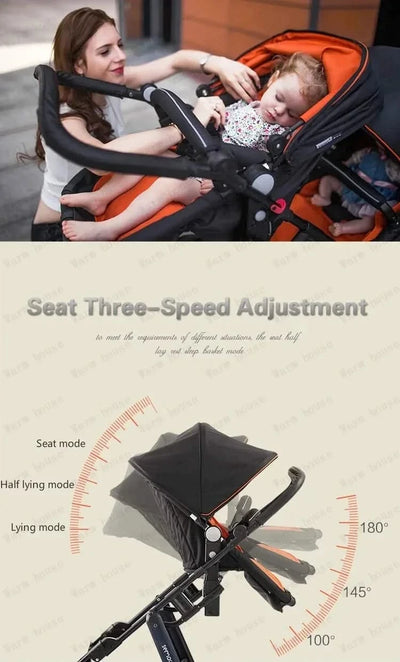 New Twins Baby Stroller Foldable Double Baby Stroller for Two Children Shock-absorbing Twin Baby Stroller Four Wheel Cart