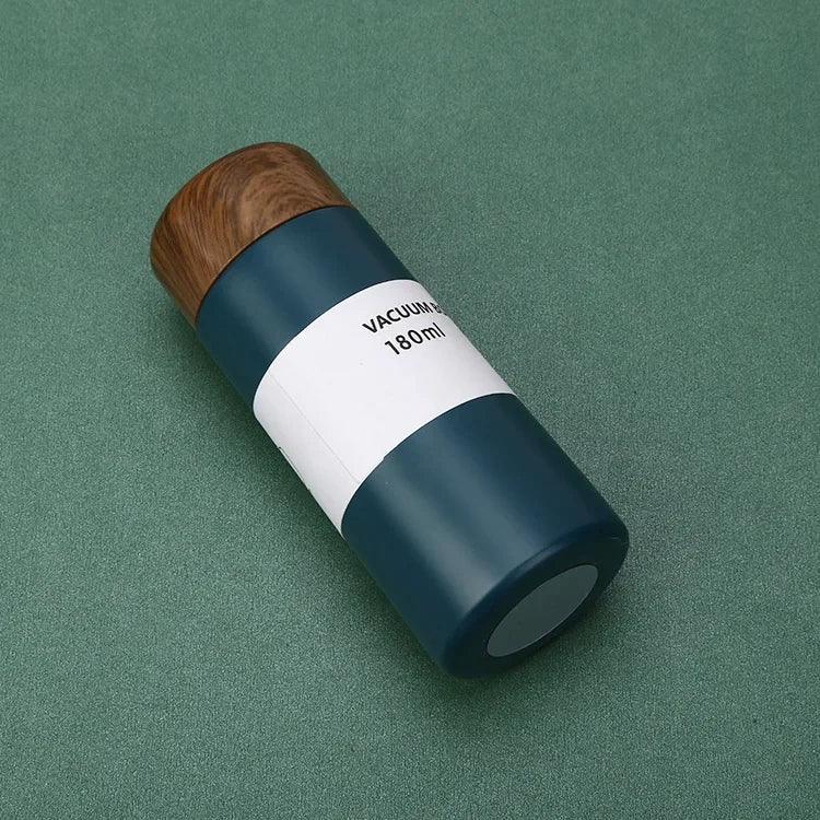 180Ml Bullet Pocket Mini Cute Wood Grain Stainless Steel Thermos Cup Coffee Travel Mug Small Fresh Portable  Outdoor Coffee Cup