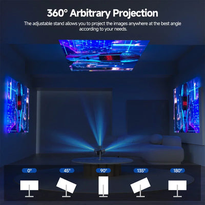 Portable 400 Ansi Projector Android 1080P Supports 4K 360 ° Rotating LED 5G WIFI Beamer Smartphone Home Theater