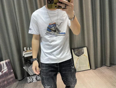 T Shirt for Men Black Man Tee Shirts Slim Fit Streetwear Drawings Top Anime Clothing Wholesale Summer Kpop Vintage Cheap Xl S