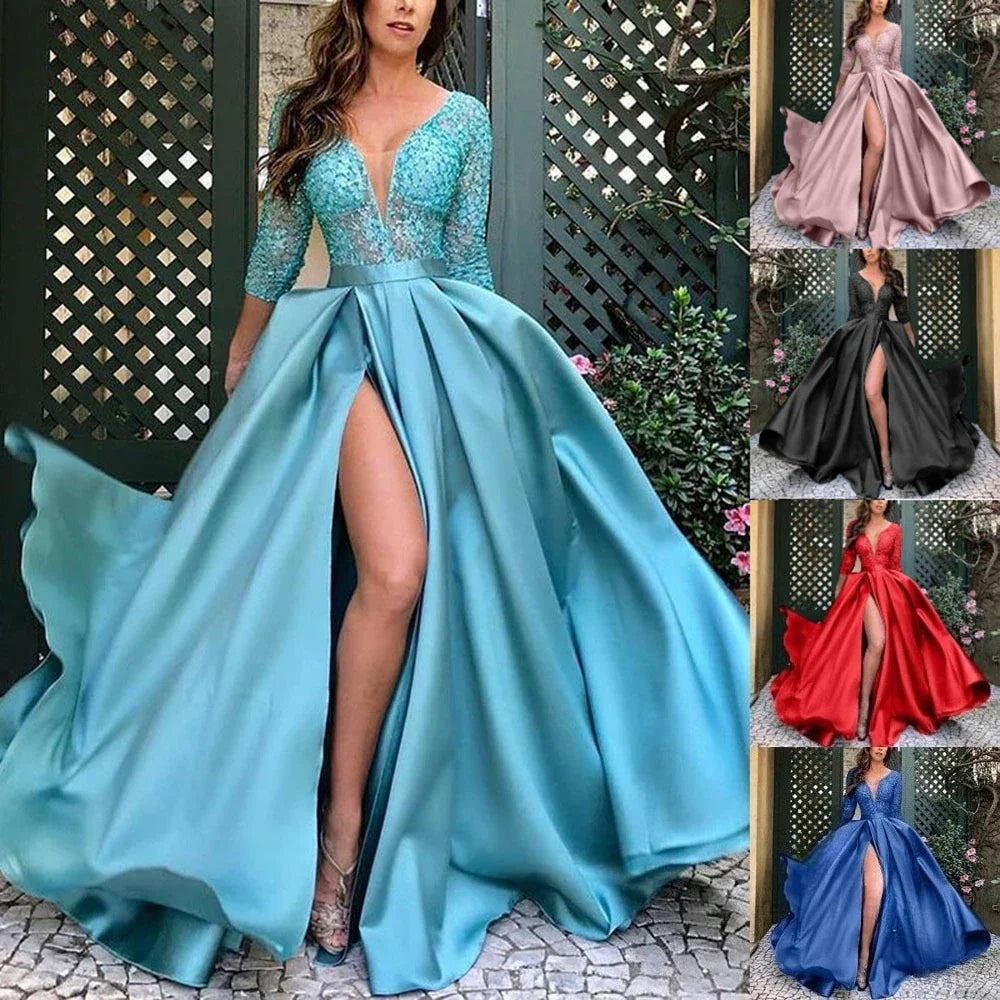Women's Elegant Evening Party Dresses Luxury Fashionable Long Dresses Trailing Evening Dresses Solid Color Floor-Length Dresses