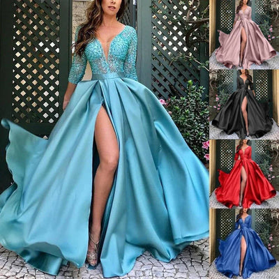 Women's Elegant Evening Party Dresses Luxury Fashionable Long Dresses Trailing Evening Dresses Solid Color Floor-Length Dresses