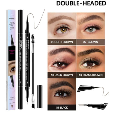 2 In 1 Eyebrow Pencil Eyeliner Double-Headed Long-Lasting Waterproof Smudge-Proof Precise Delineation Natural Tones for All Skin