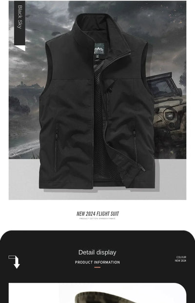 Summer Vest Men's Work Vest Large Size Golf Sleeveless Jacket Tactical windbreaker Hunting Camping Fishing waterproof Coat Parka