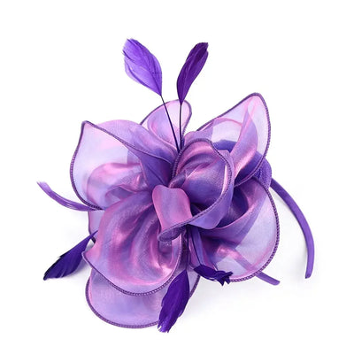 Top Hat Royal Ascot Race Flower Mesh Headband Fascinator Hats Headwear Cocktail Tea Party Feather Flower Headband