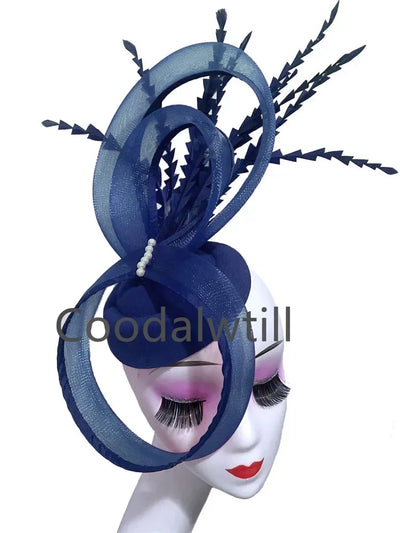 Ladies Royal Ascot Chapeau Cap Wedding Fascinator Hat Headpiece Women Church Party Pillbox With Headband Bride Party Fascinators