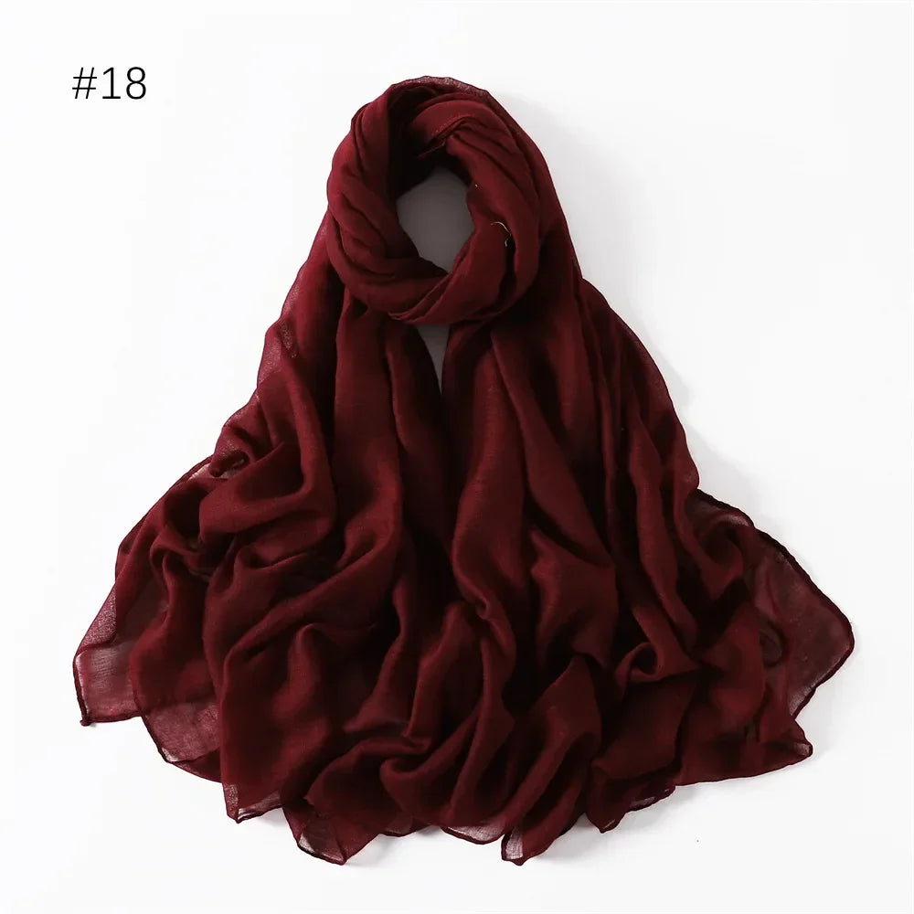 New Cotton Linen Scarf For Women Girls Students Autumn Classic Solid Color Scarves Retro Soft Foulard Viscose Female Wrap Shawls