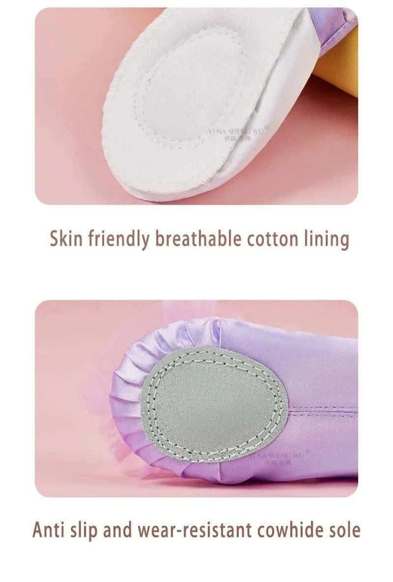 Ballet Dance Shoes for Children's Ballet Latin Dance Soft Sole Slippers Children Dance Practise Ballerina Crown Training Shoes
