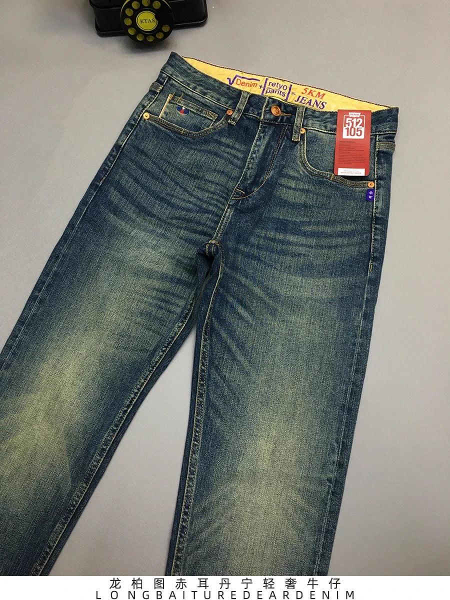 12.5oz Red Selvedge Denim Jeans for Men 99% Cotton High Quality American Vintage Casual Spring Autumn Tapered Straight Pants 5KM
