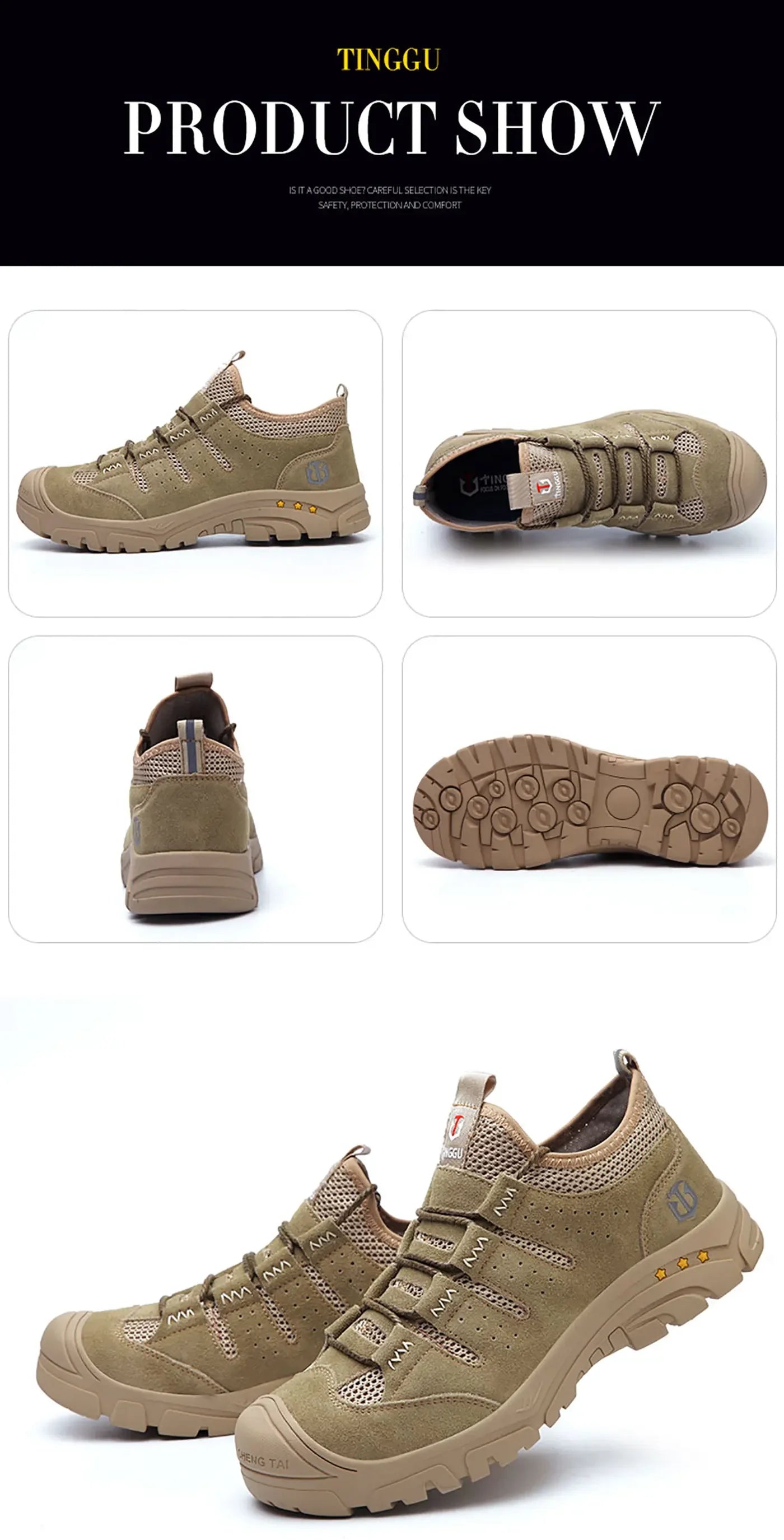 Men's safety shoes are impact resistant, puncture resistant, soft, comfortable, breathable, non slip, and lightweight work shoes