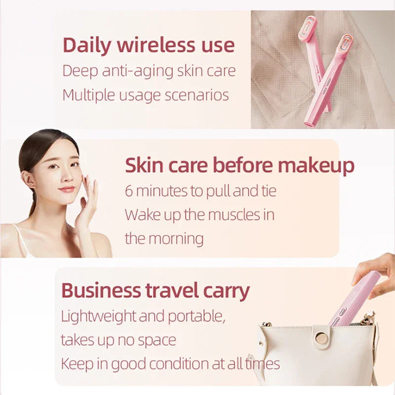 360° Rotating EMS Microcurrent Face Lifting Red Light Facial Wand Eye Neck Massager Skin Tightening Anti Wrinkle Eye Beauty Care