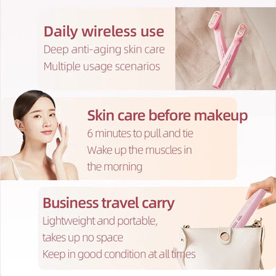 360° Rotating EMS Microcurrent Face Lifting Red Light Facial Wand Eye Neck Massager Skin Tightening Anti Wrinkle Eye Beauty Care