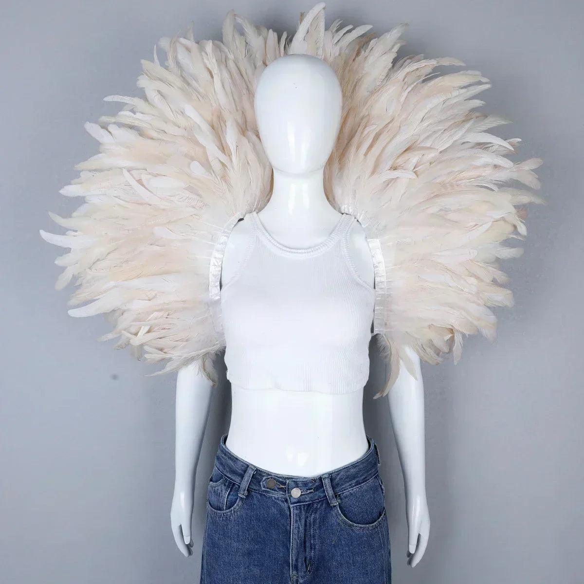Designer feather scarf (punk halloween carnival masked ball party)accessory