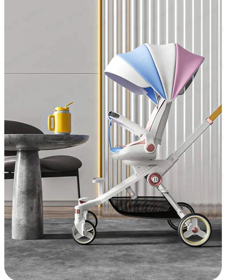 Baby stroller 0 to 3 years High view Shock absorption four wheels stroller folding Can sit or lie down lightweight baby stroller