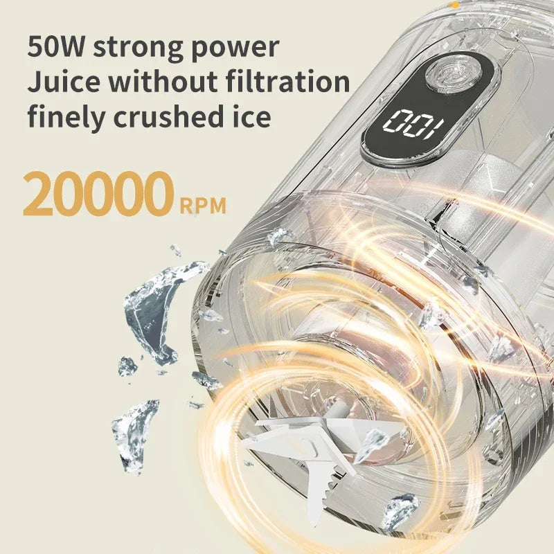 Portable Blender 600ML Electric USB Rechargeable Juicer for Smoothies Fruits Personal Mini Juicer for Travel Outdoor Fitness