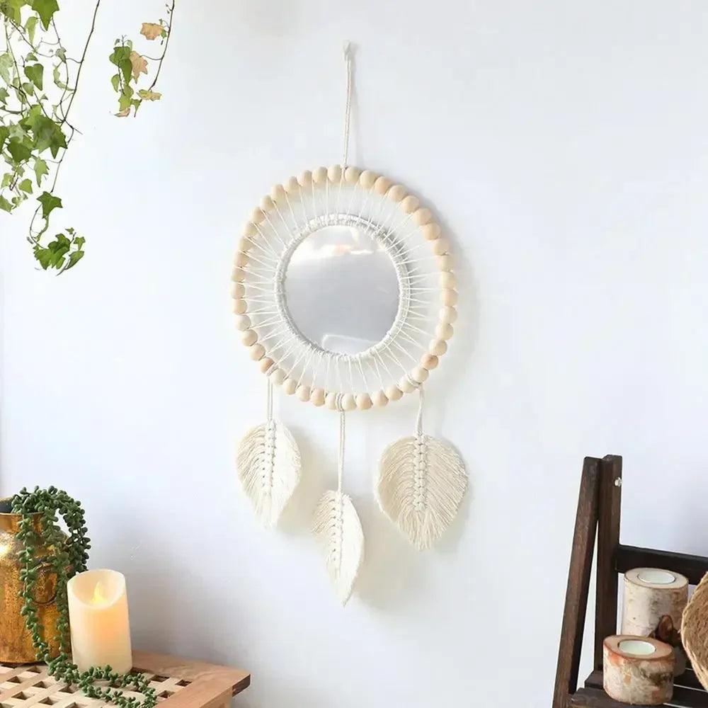 Boho wall mirror stylish acrylic round mirrors chic decor art ornament bohemian for living room apartment home