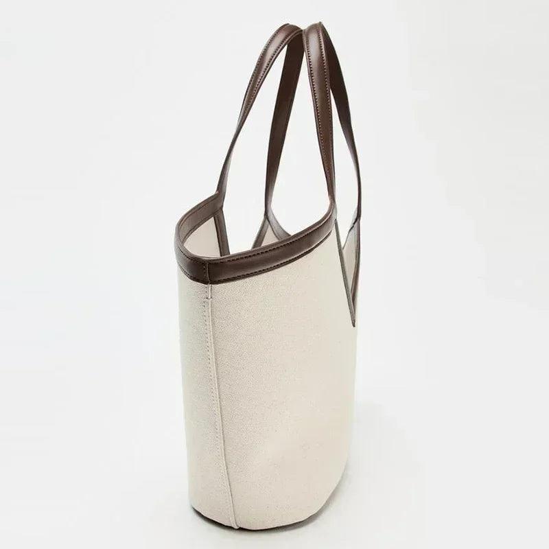 Fashion brand designer tote bags light luxury high-end v-shaped handbag simple versatile canvas bag large capacity