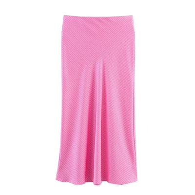 Women's Pink Striped Silk Satin