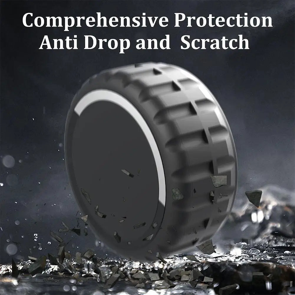 Black textured waterproof AirTag holder case with anti-drop protection