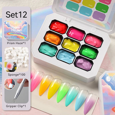 UR SUGAR 4 In 1 Pat Painting Gel Nail Polish Set 9 Colors Semi Permanent Soak Off UV LED Nails With Sponge Gradient For Nail DIY