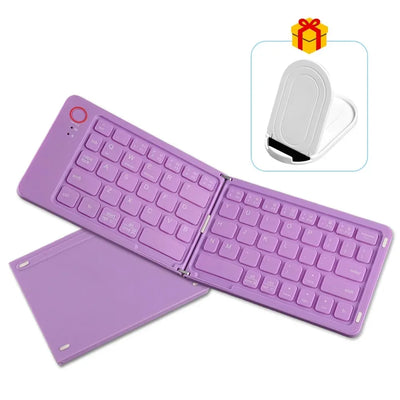 Dual-Foldable Phone Keyboard Bluetooth 5.1 Mini Rechargeable Wireless Keyboard For Windows Android IOS Laptop Phone Accessories