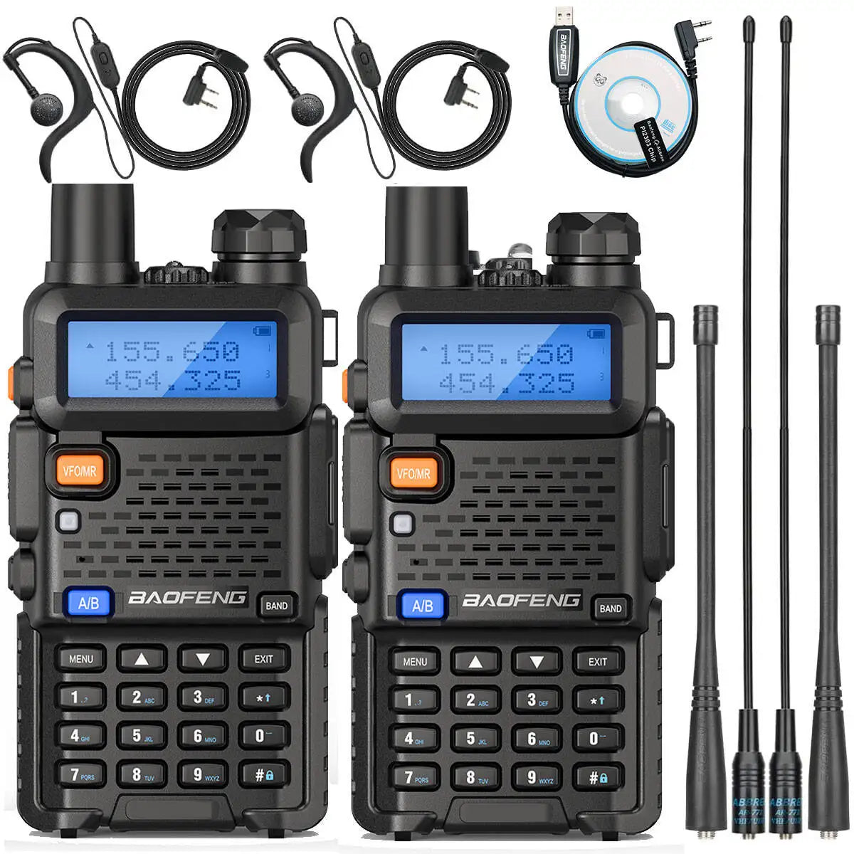 2PCS BAOFENG UV-5R Walkie Talkie Dual Band VHF UHF Two Way Radio Long Range 128CH VOX Handheld Transceiver UV5R UV 5R Ham Radio