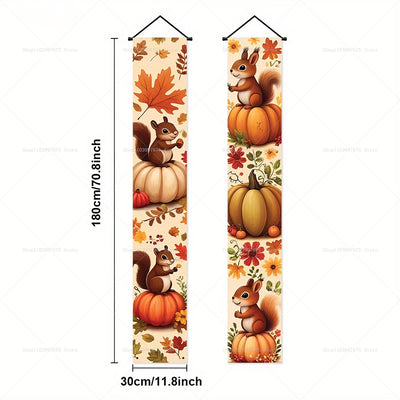 2D Thanksgiving Banners Maple Leaf Pumpkins Decorations Couplets Porch Sign Indoor Outdoor Wall Hanging Banners Party Supplies