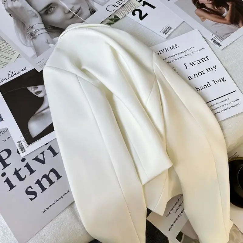 Lucyever 2025 Spring Fashion Women's Blazer Korean Style Office Cropped Blazers Women All-Match Street Long Sleeve Suit Jacket