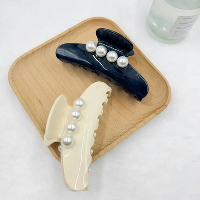 Hair Jewelry Ornament French Design Hair Claw Clip Elegant Long Pearl Women Acetate Hair Clips Korean Style Vintage