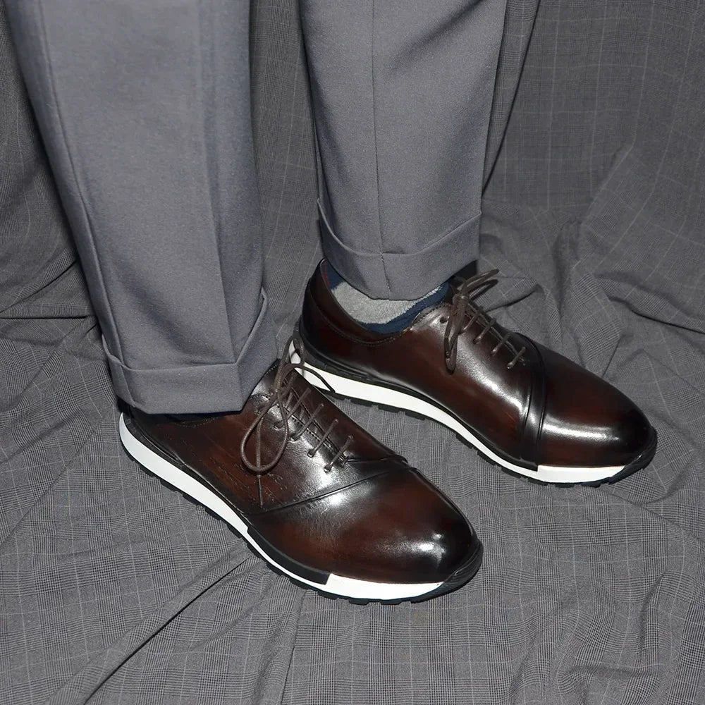 Luxury Brand Design Men's Oxford Shoes Fashion France Style Leather Sneakers Slip-on Casual Business Travel Non-slip Male Shoes