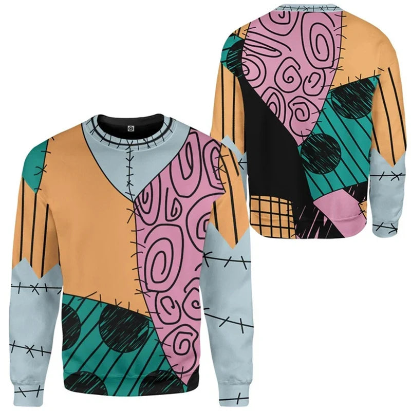 Fashion Halloween Ugly Sweater For Men Autumn Winter Long Sleeve Holiday Wear 3D Printed Sweatshirts Loose Breathable Pullovers