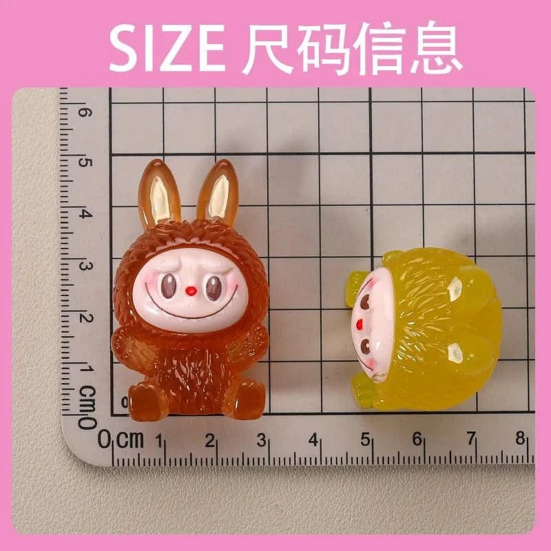 10pcs Blind Boxes Night Light Cartoon Stereoscopic Labubu Cute Children Toy Diy Resin Car Keychains Pendants Surprise Gift