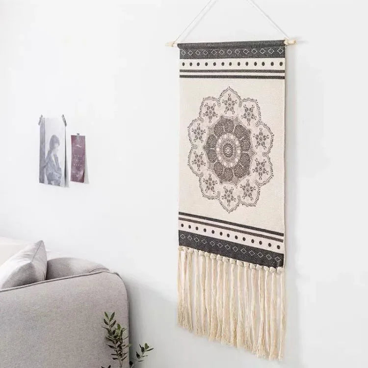 Home decoration Bohemian Tapestry Wall decor aesthetic room Tassel Macrame Hanging Art geometric Woven Cotton Handmade Linen for