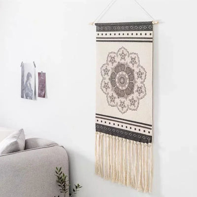 Home decoration Bohemian Tapestry Wall decor aesthetic room Tassel Macrame Hanging Art geometric Woven Cotton Handmade Linen for