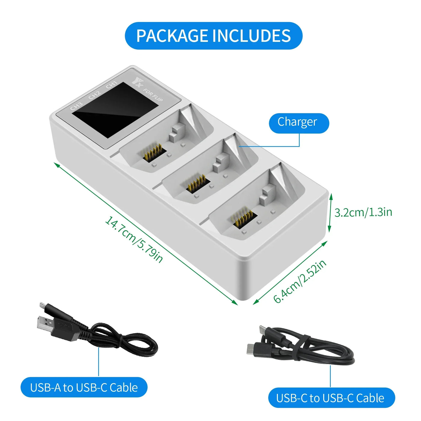 3 IN 1 Battery Charger For DJI Flip Drone Parallel Charging Hub Charging Board With Display Monitor Parts