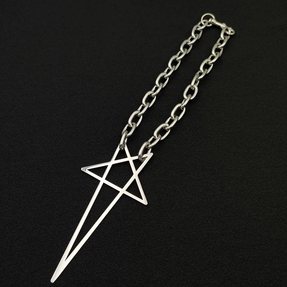 Punk Hip Hop Trend Chain Choker Y2K Fashion Unisex Adult Gothic Star Charms Pendant Necklace Jewelry Accessories Gifts