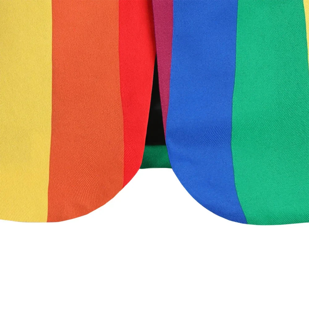 Men's Blazers Sets Rainbow Striped Print Blazers Jacket+Pants+Vest Man three Pieces Sets Prom Party Stage Singer Dancer Costumes