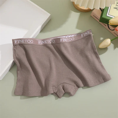 Cotton Boxers Shorts  For Women Sexy Low Rise Panties Female Solid Color Breathable Underwear High Elastic Intimates Lingerie
