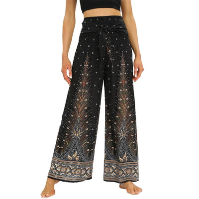 Women's Boho Yoga Rayon Floral Printed Wide Leg Pants