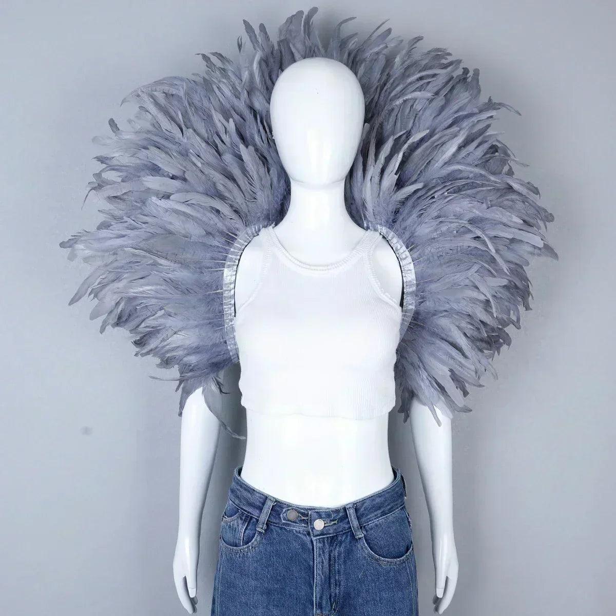Designer feather scarf (punk halloween carnival masked ball party)accessory