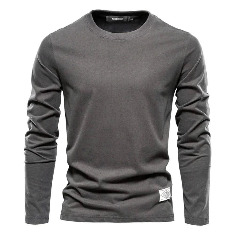 100% Cotton Long Sleeve T Shirt For Men Solid Spring Casual Mens T-shirts High Quality Male Tops Classic Clothes Men's T-shirts
