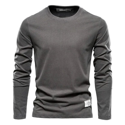 100% Cotton Long Sleeve T Shirt For Men Solid Spring Casual Mens T-shirts High Quality Male Tops Classic Clothes Men's T-shirts