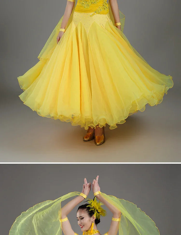 2025 Newest Woman Ballroom Dance Competition Dress Dance Ballroom Waltz Standard Dance Dress Women Ballroom Dress 009
