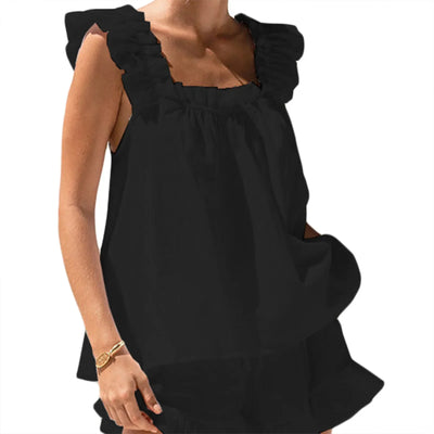 Women's Sleeveless Sling Square Collar Vest Shorts Tank Top