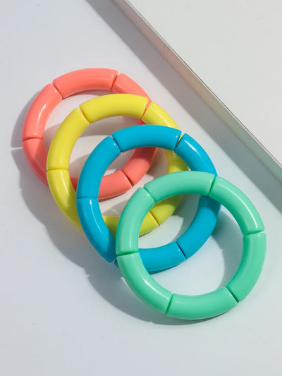 4 pieces/set Acrylic Colorful Brown Bamboo Chunky Bangles Set for Women Resin Statement Bracelet Bangle 2025 Jewelry Gifts