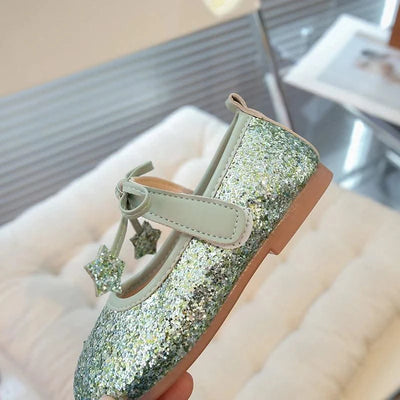 Children's Leather Shoes New Spring Autumn Ballet Flats for Girls Sequins Princess Versatile Kids Fashion Causal Catwalk Shoes