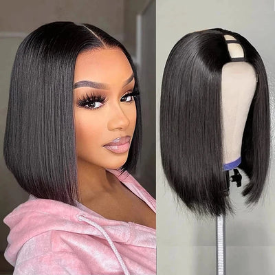 Straight short Bob U Part Human Hair Wigs For Women U Shape Brazilian Human Hair Wig No Leave Out Full Machine Made Wig