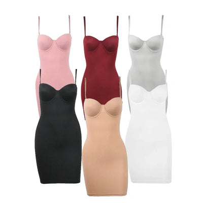 Shapewear Women Sexy Dress Control Slips Dress With Bra Push Up Slimming Sheath Underwear Body Shaper Waist Trainer Corset