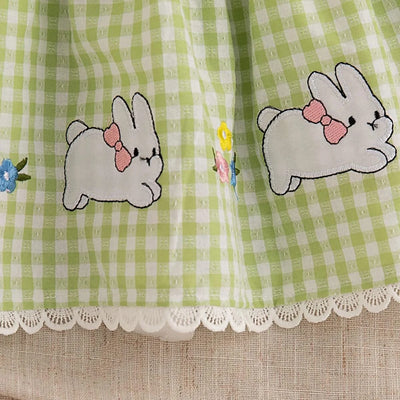 Cute Rabbit Simple Style Checkered Children's Sleeveless Clothes |Baby Girl Dress, Summer (9 Months -4 Years Old)